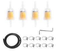 Mardatt 16PCS 1/4” Fuel Line Set Includes 1/4 Inch 6.5 Feet Fuel Line, Gas Inline Fuel Filters, Adjustable Stainless Steel Worm Gear Hose Clamps and Z-shape Wrench for Boat Marine Machines