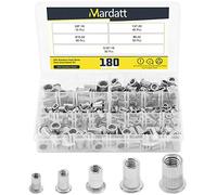 Mardatt 180Pcs SAE 304 Stainless Steel Rivnut Rivet Nut Assortment Kit Flat Head Threaded UNC Rivetnut Kit Insert Nutsert (#8-32#10-24 1/4"-20 5/16"-18 3/8"-16)