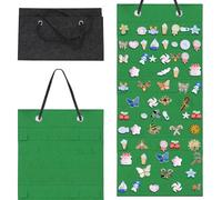 Mardatt 1Pcs Wall Hanging Brooch Pin Organizer, Green/Dark Grey Pin Wall Display Banner, Holds Up to 96 Pins Enamel Jewelry Pin Storage Banners Holder for Brooch Holder Earrings Necklace Pins