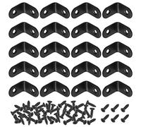 Mardatt 20 Sets 25x25mm Stainless Steel Black L Brackets Corner Braces Right Angle Brackets Heavy Duty with Mounting Screws for Wood Shelf Chair Cabinet Furniture Brackets