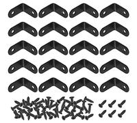 Mardatt 20 Sets 30x30mm Stainless Steel Black L Brackets Corner Braces Right Angle Brackets Heavy Duty with Mounting Screws for Wood Shelf Chair Cabinet Furniture Brackets