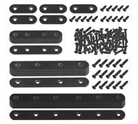 Mardatt 20 Sets 40/80/130/200mm Black Straight Brackets Corner Brace Brackets Heavy Duty Corner Braces with Self Tapping Screws for Chair Shelves Cabinet Furniture Repair