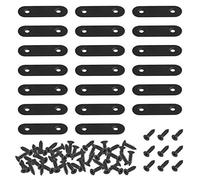 Mardatt 20 Sets 50mm(1.97inch) Black Straight Brackets, Flat Straight Straight Corner Brace Brackets Joining Mending Plates with Mounting Screws for Wood Furniture