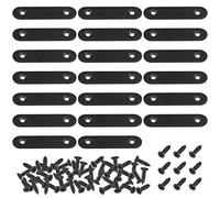 Mardatt 20 Sets 60mm(2.36inch) Black Straight Brackets, Flat Straight Straight Corner Brace Brackets Joining Mending Plates with Mounting Screws for Wood Furniture