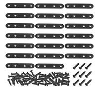 Mardatt 20 Sets 80mm(3.15inch) Black Straight Brackets, Flat Straight Straight Corner Brace Brackets Joining Mending Plates with Mounting Screws for Wood Furniture