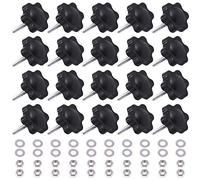 Mardatt 20 Sets M4x20mm Star Knobs Male Thread Clamping Knob Screw Hand Tightening Knob Quick Removal Replacement Parts with 304 Stainless Steel Hex Nuts and Flat Washers
