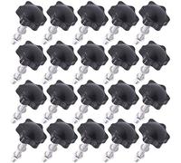 Mardatt 20 Sets M6x40mm Star Knobs Male Thread Clamping Knob Screw Hand Tightening Knob Quick Removal Replacement Parts with 304 Stainless Steel Hex Nuts and Flat Washers