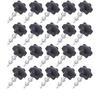 Mardatt 20 Sets M6x50mm Star Knobs Male Thread Clamping Knob Screw Hand Tightening Knob Quick Removal Replacement Parts with 304 Stainless Steel Hex Nuts and Flat Washers
