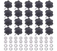 Mardatt 20 Sets M8x30mm Star Knobs Male Thread Clamping Knob Screw Hand Tightening Knob Quick Removal Replacement Parts with 304 Stainless Steel Hex Nuts and Flat Washers