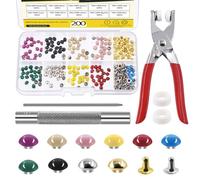 Mardatt 200 Sets 5mm Double Round Cap Leather Rivets with Fixing Tools, 10 Colors Caps Leather Rivets Metal Studs Leather Rivet Dome Rivets for Leather Craft DIY Decoration