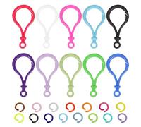 Mardatt 200Pcs 1.95” x 1.02” Plastic Keychain Clips with Open Jump Ring, Multicolored Lobster Claw Clasps Key-Chain Clasps Backpack Clips and Jump Ring for Crafts DIY Backpacks