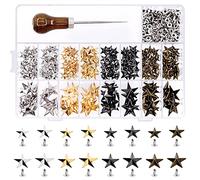 Mardatt 201 Sets Metal Star Rivets Assortment Set 11/15/20/22mm Leathercraft Spikes Nailheads Rivet Studs for Leather Craft Clothing Bags Belts Dog Collar Shoes DIY (Gunmetal/Silver/Gold/Bronze)