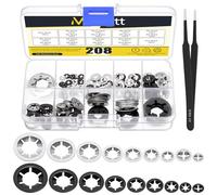 Mardatt 209Pcs Internal Tooth Star Lock Washers Kit, Quick Speed Locking Washers Push Nuts, Push on Locking Washers Speed Clips Retaining Clips Fasteners - M2/ M2.5/ M3/ M4/ M5/ M6/ M8/ M10/ M12