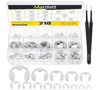 Mardatt 211Pcs Stainless Steel E-Clip Assortment Set, E-Clip Circlip External Retaining Rings - 1.5mm, 2mm, 2.5mm, 3mm, 3.5mm, 4mm, 5mm, 6mm, 7mm, 8mm, 9mm, 10mm, 12mm, 15mm