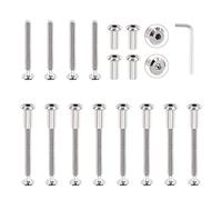 Mardatt 24 Pcs M6x65mm Silver Nickel Plated Hex Drive Socket Cap Bolts Assortment Kit with Hex Key Countersunk Screw Barrel Nuts Binding Screws for Crib Belt Buckle Cabinet Furniture Scrapbook