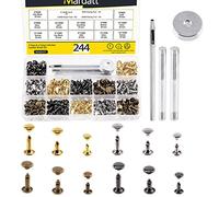 Mardatt 240 Sets Double Cap Rivets with Setting Tool Kit, 4 Colors 3 Sizes Leather Rivets Double Cap Rivet Tubular Metal Studs for DIY Leather Craft Repair and Decoration