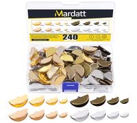 Mardatt 240Pcs 4 Colors Half Round Ribbon Cord Crimp End Tips Assorted Set, 13/15/20/25mm Ribbon Leather Ending Bracelet Bookmark Cord Caps Clasps with Loop for DIY Jewelry Making