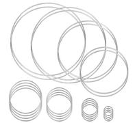 Mardatt 24Pcs Macrame Hoops Ring Kit, 1.4/2/3/4/5/6/7/8 Inch White K Round Shape Metal Wreath Hoop Dream Catcher Rings for DIY Projects, Wedding Decor, Wall Hangings