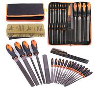 Mardatt 24Pcs Professional Metal File Set Tools Include 4 Large Hand Files 1 Rasp Tool 14 Needle Files 1 Wire Brush and 4 Sandpapers W Zipper Case for DIY Craftwork, Shaping Metal, Wood, Plastic