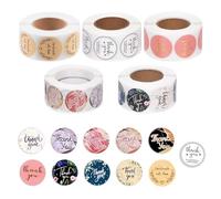 Mardatt 2500pcs 5 Rolls Handmade Small Shop Stickers - Thank You Stickers & Labels, Flower Designs for Packing, Gift Wraps