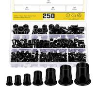 Mardatt 250Pcs M3 M4 M5 M6 M8 M10 M12 Metric Half Hex Body Flange Rivet Nuts, Thread Half Hexagonal Carbon Steel Zinc-Plated Flat Head Threaded Insert Nut, Black