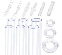 Mardatt 25Pcs Clear Tubing with Plastic Hose Barb Fitting Kit, 1/4” 7/25” 5/16” ID 9.84FT PVC Tubing Clear Vinyl Tube and 7/32” 1/4”, 5/16” 8/25” Hose Barb Reducer for Water Air Oil