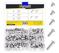 Mardatt 260Pcs M5 Solid Aluminum Brazier Head Rivets, 6mm 10mm 14mm 20mm 25mm Length Aluminum Rivets Fastener, Plain Finish, Solid Rivet Kit M5 Flat Head Solid Rivets Assortment Kit for Industry