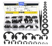 Mardatt 261Pcs Internal Tooth Star Lock Washers and E-Clip Assortment Set, 9 Sizes Quick Speed Locking Washers(M2-M12), 14 Sizes E Clip Circlip External Retaining Rings(1.5mm-22mm) - Black