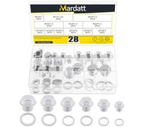 Mardatt 28 Sets Oil Drain Plug Assortment Kit, M10 M12 M14 M16 M18 M20 Steel Oil Drain Plugs with Aluminum Washer Gasket, Engine Oil Drain Plug Replacement Compatible with Honda, Hyundai, Toyota, Ford