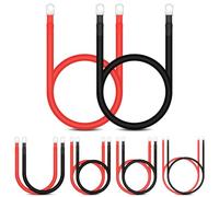 Mardatt 2Pcs 4 AWG Gauge 20"/50cm Battery Power Inverter Cables, 12V Power Battery Cable with 3/8" Lugs Both Ends Power Inverter Wire Set Battery Inverter Cables Set for Solar, Car, Truck(Red + Black)