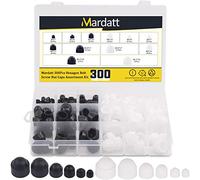 Mardatt 300Pcs 6 Sizes Hexagon Bolt Covers Screw Caps Assortment Kit M4 M5 M6 M8 M10 M12 Plastic Hex Cap Nut Cover for Protecting Screws Bolts Nuts with Storage Box (White & Black)