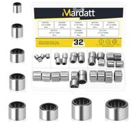 Mardatt 32PCS 8 Sizes Needle Roller Bearing Kit, Drawn Cup Open End 3x6.5x6mm 4x8x8mm 6x10x7mm 7x11x9mm 8x12x10mm 9x13x8mm 10x14x12mm 12x16x10mm(Bore Dia x OD x Width)