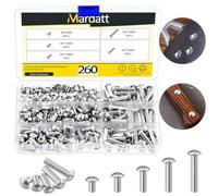 Mardatt 330Pcs M4 Solid Aluminum Brazier Head Rivets, M4 6mm 10mm 14mm 20mm 25mm Length Aluminum Rivets Fastener, Plain Finish, Solid Rivet Kit M4 Flat Head Solid Rivets Assortment Kit for Industry