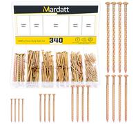 Mardatt 340Pcs Fence Deck Nails, 40/60/80/100/150mm Gold Carbon Steel Zinc Plated Spiral Shank Deck Nail Spikes Kit for House Floor Repairing Wall Woodworking