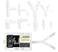 Mardatt 36Pcs 4 Type 12 Size 1/16” to 9/16” Plastic Hose Barb Fitting Kit, Straight Y Shape T Shape 90 ° Elbow L Barbed Connector Splicer Mender Joint Adapter Union Reducer Fittings for Air Water Fuel