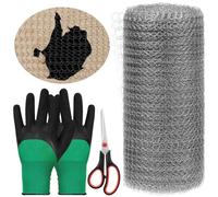 Mardatt 3Pcs 5” x 30Ft Wire Mesh with Safety Work Gloves, Stainless Steel Wire Mesh Roll Flexible Stretchy Mesh Roll Mesh Gap Blocker for Gardens, Garage and Houses