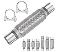 Mardatt 3Pcs Exhaust Flex Pipe Heavy Duty Stainless Steel Exhaust Flex Pipe Double Braid Exhaust Flex Tube U-Bolt Clamp Stainless Steel Muffler U-Bolt Clamps for Cars Trucks Buses Pipes(2"x8"x12")