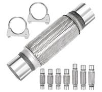 Mardatt 3Pcs Exhaust Flex Pipe Stainless Steel Exhaust Flex Pipe Double Braid Exhaust Flex Tube U-Bolt Clamp Stainless Steel Muffler U-Bolt Clamps for Cars Trucks Buses Pipes(2.5" x 8" x 12")