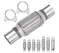 Mardatt 3Pcs Exhaust Flex Pipe, Stainless Steel Exhaust Flex Pipe Double Braid Exhaust Flex Tube U-Bolt Clamp Stainless Steel Muffler U-Bolt Clamps for Cars Trucks Buses Pipes(2.2" x 6" x 10")