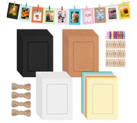 Mardatt 40 Set 5" Paper Picture Frames, Includes Colorful Cardboard Photo Frames with Wooden Clips, Strings for Home Decor