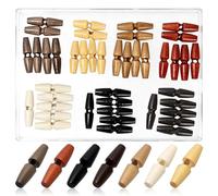 Mardatt 42PCS Flat End-Single Hole Wooden Toggle Buttons Kit, 50mm 7Colors Wood Olive Sewing Accessory for Jacket Clothing Coat Jacket Sweater Craft Knitting DIY