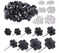 Mardatt 45 Sets M4 M6 M8 Star Knobs Male Thread Clamping Knob Screw Hand Tightening Knob Quick Removal Replacement Parts with 304 Stainless Steel Hex Nuts and Flat Washers Assortment Kit
