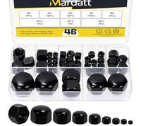 Mardatt 46Pcs M3 M4 M5 M6 M8 M10 M12 M14 Acorn Nut Low Form, Black Stainless Steel Hex Cap Nut for Furniture Automotive Marine Hardware
