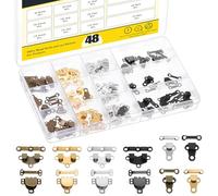 Mardatt 48pcs 2#/12#/17# 4 Colors Sewing Hooks and Eyes Closure Set, Brass Hooks and Eyes Sewing Closure for Trousers for Bra Trousers Pants Skirt DIY Easy to Sew