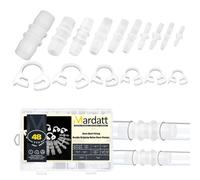 Mardatt 48Pcs 5/32" to 3/4" Plastic Hose Barb Fitting with 6.6-18.1mm Double Snap Grip Nylon Hose Clamp Kit, Barbed Connector Splicer Mender Joint Adapter Union Reducer Fittings for Air Water Fuel