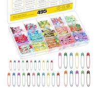 Mardatt 495PCS 19mm/28mm/32mm 11Colors Small Safety Pins Kit, Blanket Pin, Sewing Lock Safety Pin Carbon Steel Mini Safety Pins for Blankets, Brooch, Skirts, Crafts, Kilts