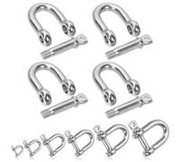 Mardatt 4PCS M10(3/8") 304 Stainless Steel D Ring Shackles, Sliver Screw Pin Anchor Bow Shackle, Marine Grade Clevis Shackle for Heavy Duty Tow Strap Construction or Wire Lifting Outdoor Camping Rope