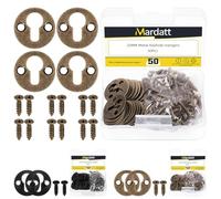 Mardatt 50 Set Metal Round Keyhole Hangers Kit, 25mm/1” Bonze Mirror Picture Frame Hanger, Single Keyhole Hanging Plate with Screw for Wall Mounting Coat Rack Picture Frame