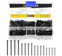 Mardatt 500Pcs 4 Sizes Hardware Nails Assortment Kit, Nails for Hanging Pictures, Small Nails, Finishing Nails, Hanging Nails, Wood Nails, Pin Nails, Wall Nails for Hanging (Black)