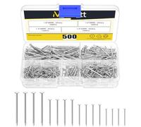 Mardatt 500Pcs 4 Sizes Hardware Nails for Hanging Pictures, 20/25/30/38mm | Small Nails, Finishing Nails, Hanging Nails, Wood Nails, Pin Nails, Wall Nails for Hanging (Silver)